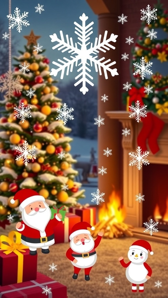 A selection of animated Christmas GIFs showcasing snowflakes, Christmas trees, and holiday decorations.